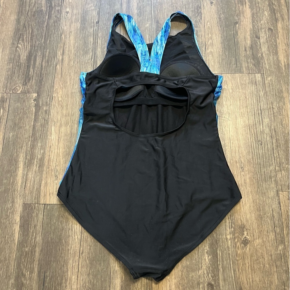 Women's Halter Print One Piece Swimsuit Unitard Athletic Swimwear Racer Back L - Picture 10 of 10